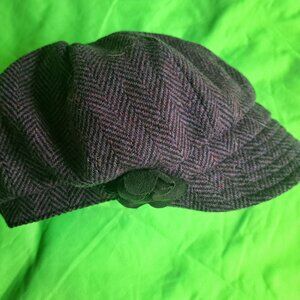 Mucros Weavers Purple Wool Newsboy Hat Flower Irish Boho Y2K Women’s One Size